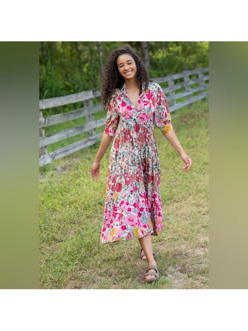 NATURAL LIFE Women's Rebecca Midi Dress in Vintage Floral - Picture 2 of 14